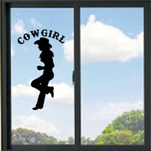 Load image into Gallery viewer, Cowgirl Leaning With Words Vinyl Decal

