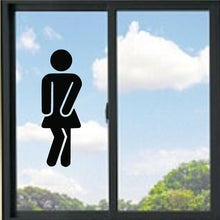 Load image into Gallery viewer, Stickwoman Funny Bathroom Silhouette Vinyl Decal
