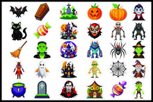 Load image into Gallery viewer, Printed Colored Halloween Sticker Set 9 x 12 inch Sheet 30 Different Stickers
