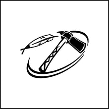Load image into Gallery viewer, Tomahawk And Feather Vinyl Decal
