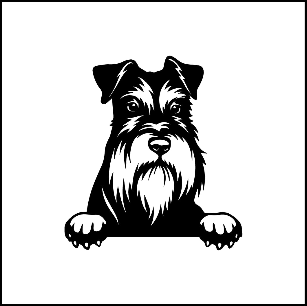 Schnauzer Terrier Peeking Dog Vinyl Decal
