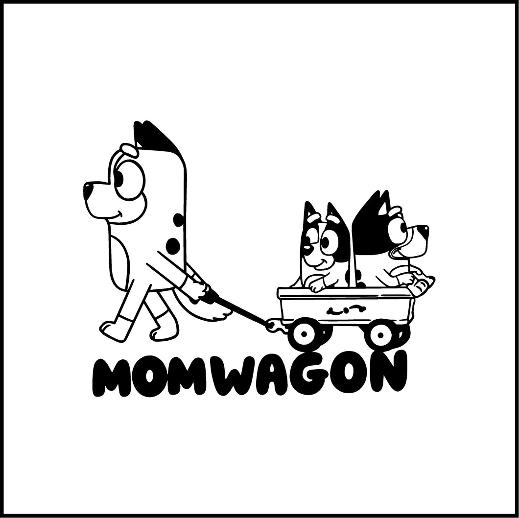 Bluey Cartoon Mom Wagon Vinyl Decal/Sticker