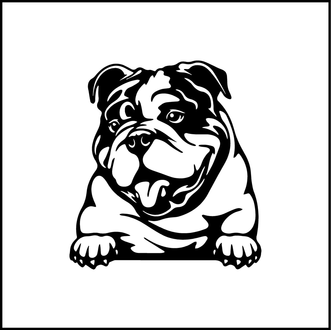 English Bulldog Peeking Dog Vinyl Decal