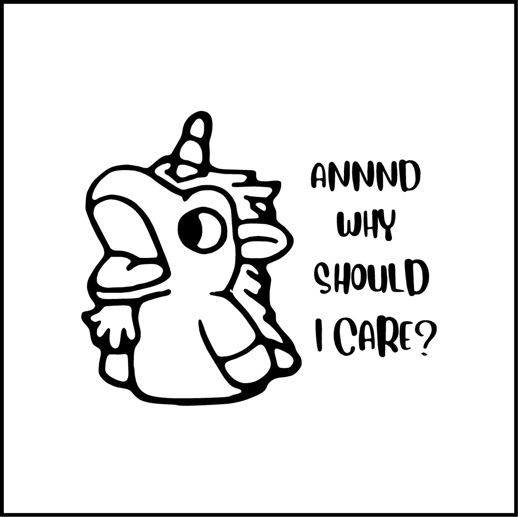 Unicorse Unicorn And Why Should I Care? Bluey Cartoon Vinyl Decal/Sticker