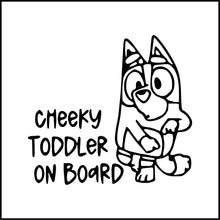 Load image into Gallery viewer, Cheeky Toddler On Board Bluey Vinyl Decal
