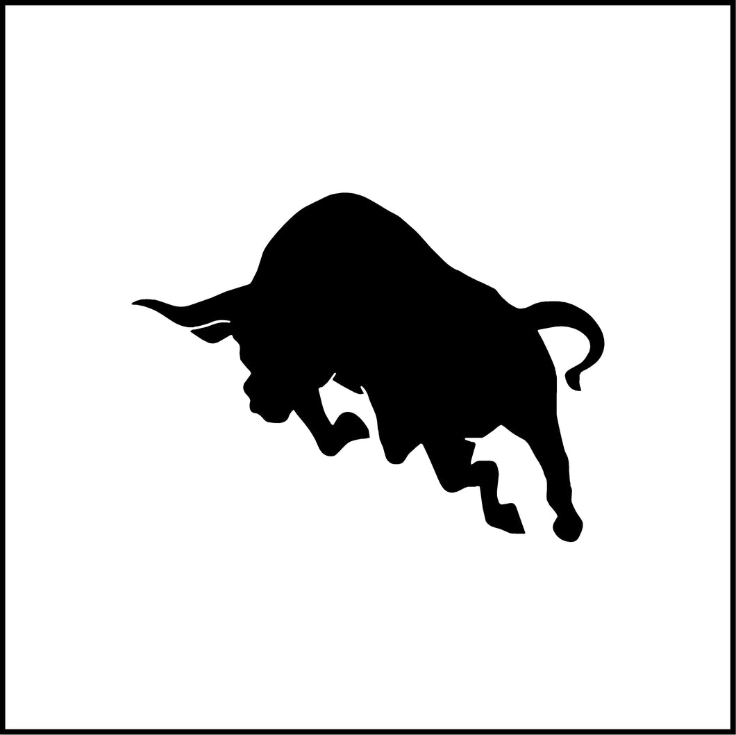 Charging Bull Silhouette #2 Vinyl Decal