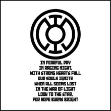 Load image into Gallery viewer, Blue Lantern Oath And Words DC Comics Vinyl Decal/Sticker
