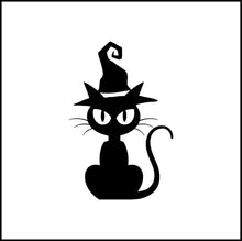 Load image into Gallery viewer, Cat With Witches Hat Vinyl Decal
