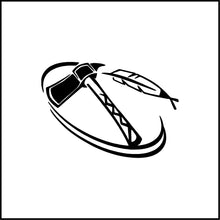 Load image into Gallery viewer, Tomahawk And Feather Vinyl Decal

