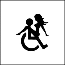 Load image into Gallery viewer, Handicapped Wheelchair Girl On Guy Funny Vinyl Decal
