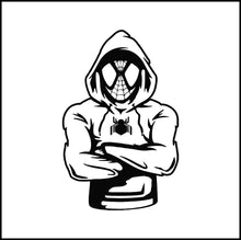 Load image into Gallery viewer, Spiderman Wearing Hood Vinyl Decal
