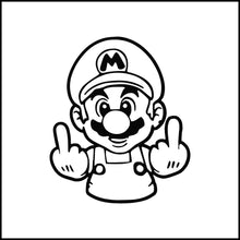 Load image into Gallery viewer, Mario Giving The Finger Funny Vinyl Decal
