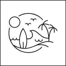 Load image into Gallery viewer, Beach Life Wave And Surfboard Scene Vinyl Decal

