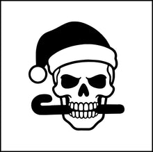 Load image into Gallery viewer, Skull With Santa Clause Hat And Candy Cane Vinyl Decal
