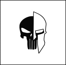 Load image into Gallery viewer, Punisher Logo With Spartan Helmet Vinyl Decal
