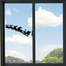 Load image into Gallery viewer, Santa Claus With Sleigh And Reindeer Vinyl Decal

