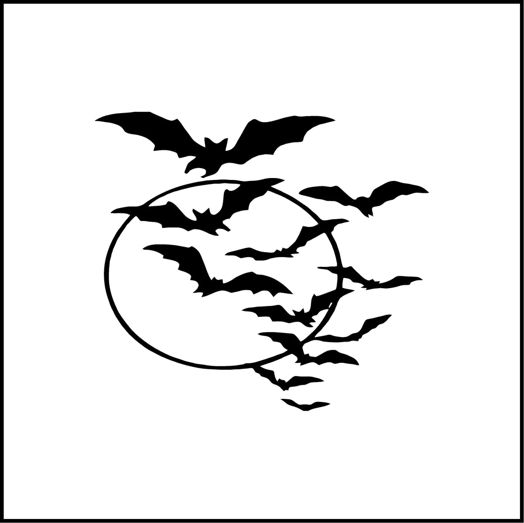 Bats And Moon Silhouette Vinyl Decal
