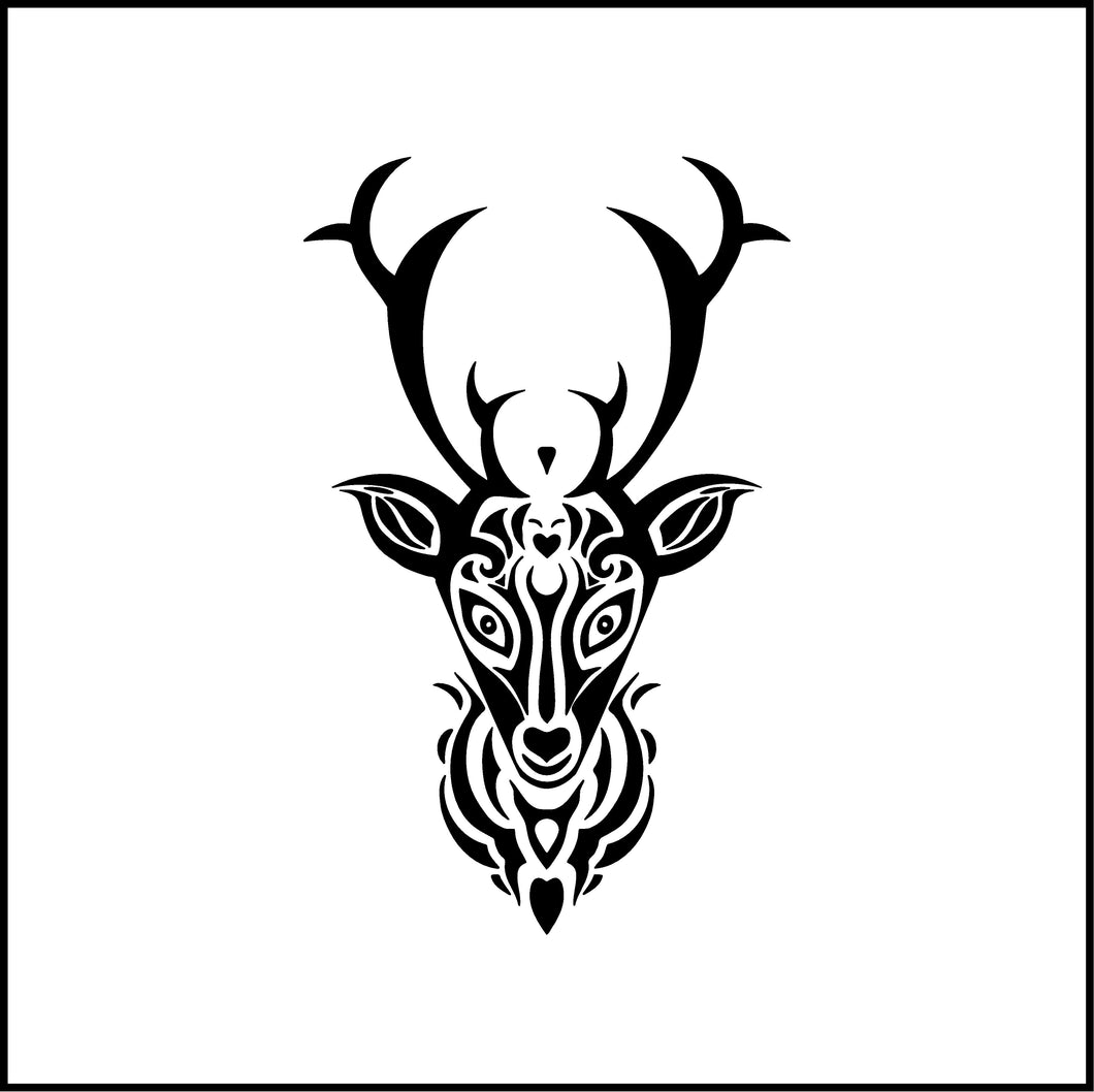 Deer Tribal Trophy Head Vinyl Decal