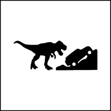 Load image into Gallery viewer, Tyrannosaurus Rex Dinosaur Chasing Car Vinyl Decal

