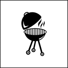 Load image into Gallery viewer, Charcoal BBQ Grill On Wheels Vinyl Decal
