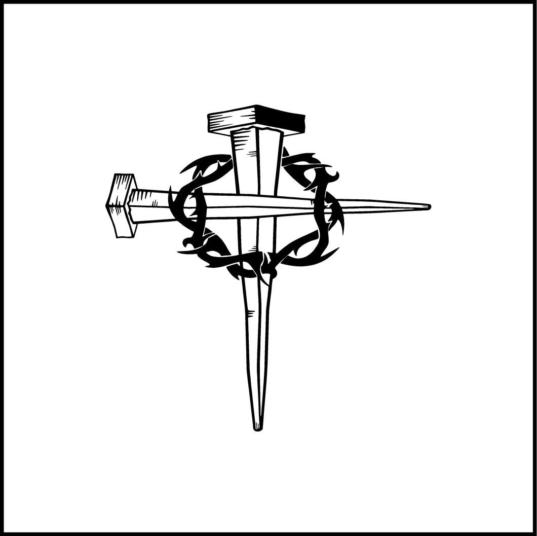 Cross With Nails Jesus Christ Symbol Vinyl Decal