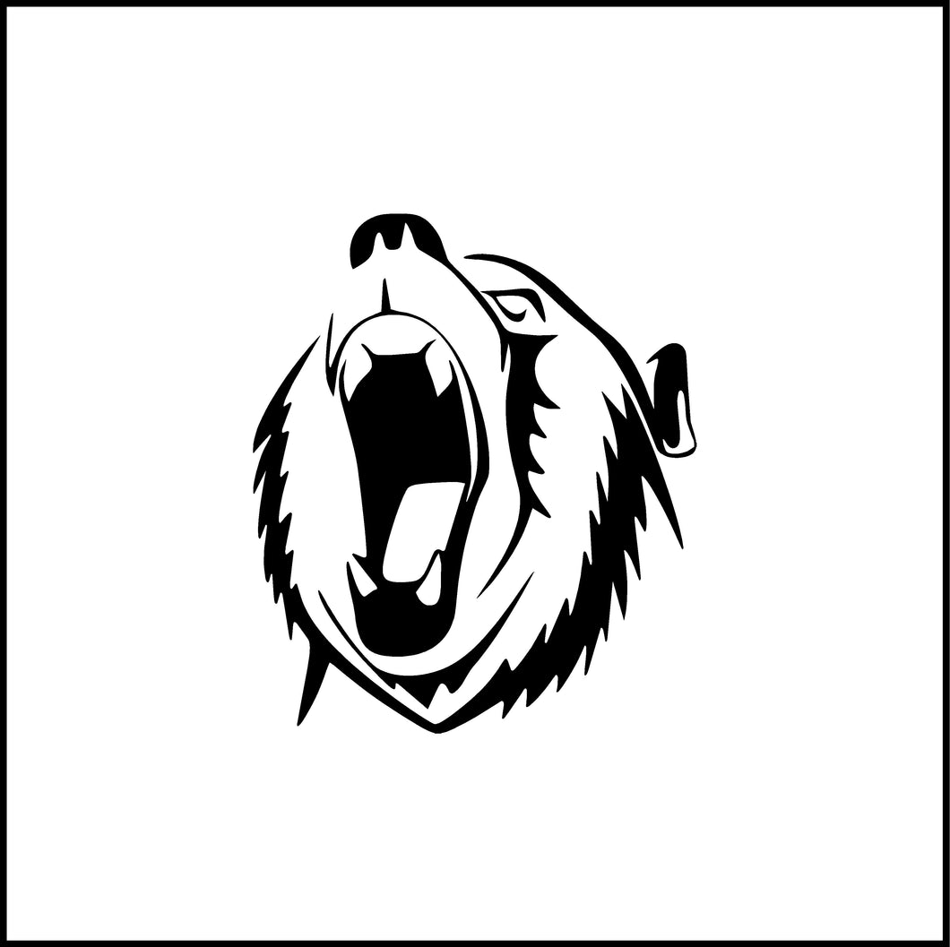 Growling Bear Face Head #2 Vinyl Decal