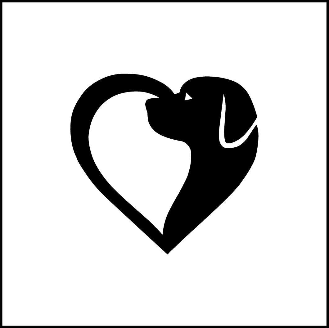 Dog And Heart Symbol Vinyl Decal