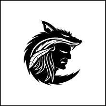 Load image into Gallery viewer, Native American Indian Face And Wolf Vinyl Decal
