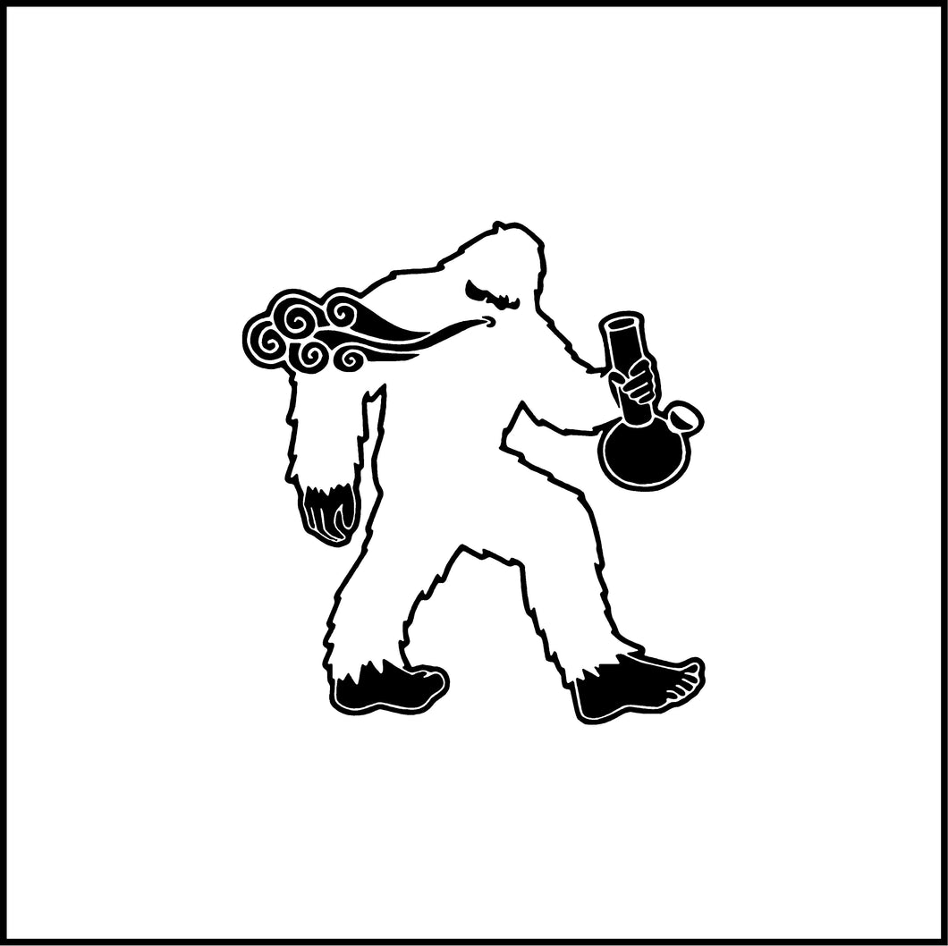 Sasquatch Smoking Bong Vinyl Decal