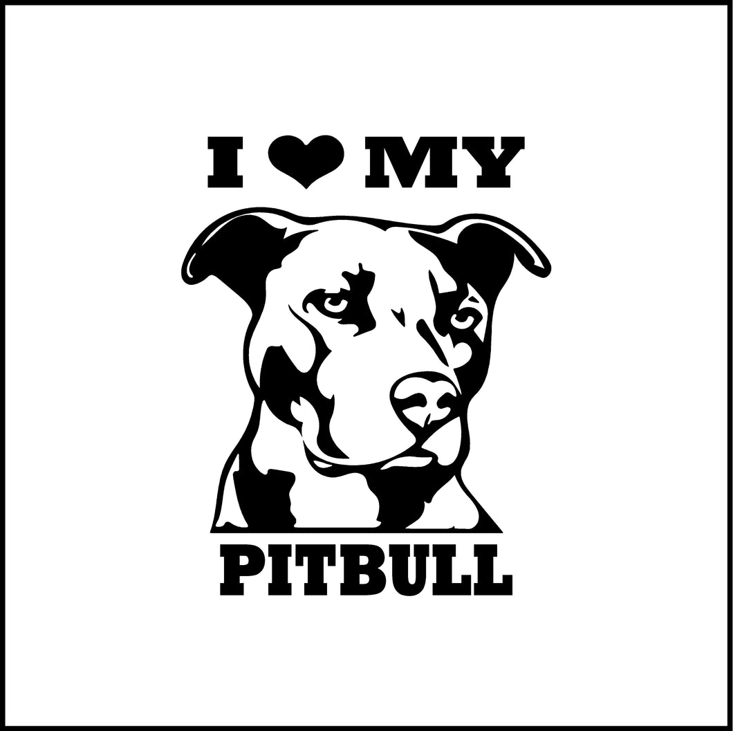 I Love My Pitbull Vinyl Decal