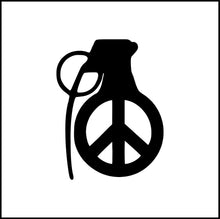 Load image into Gallery viewer, Peace Sign Hand Grenade Vinyl Decal
