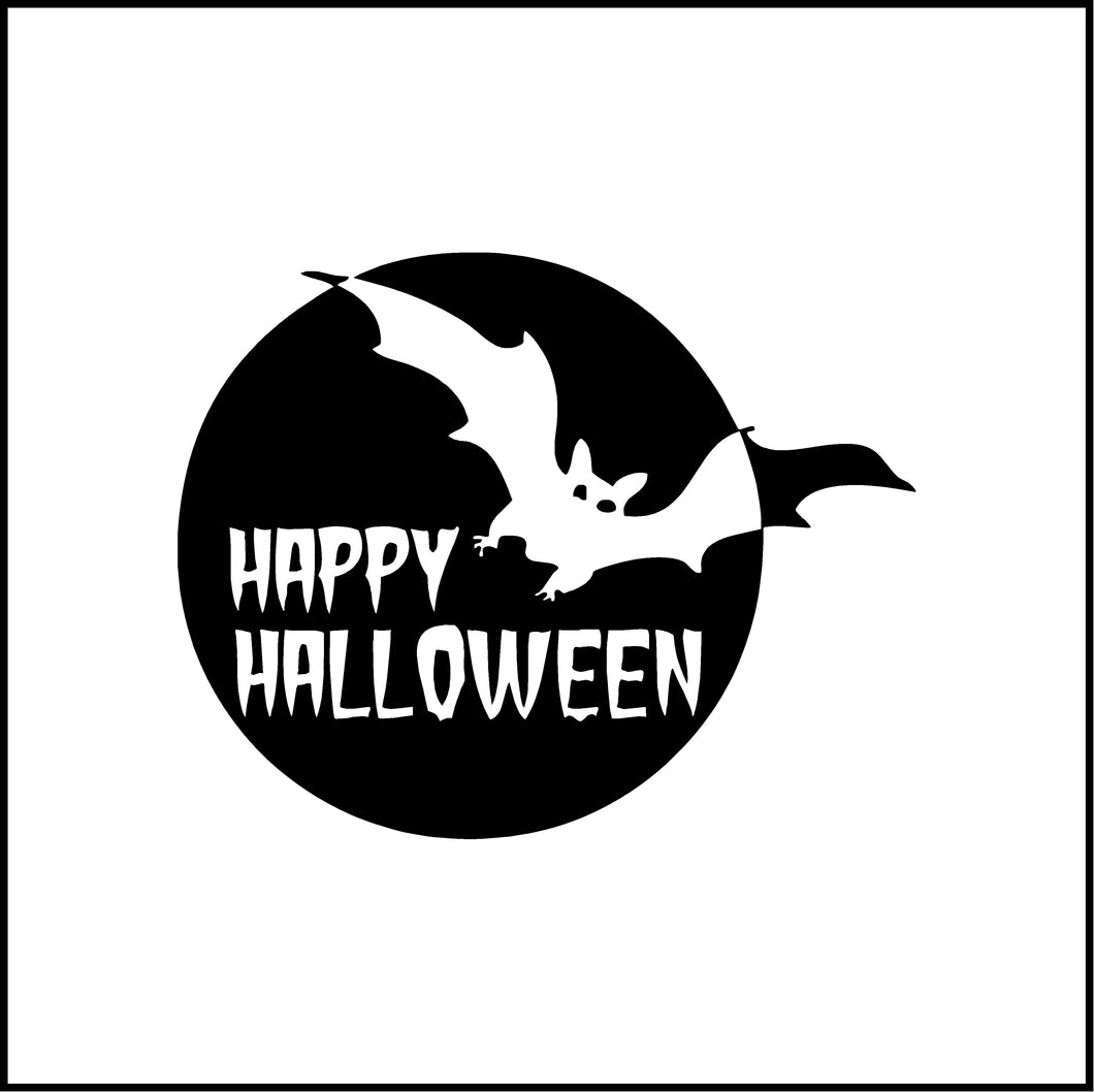 Happy Halloween Circle With Bat Vinyl Decal
