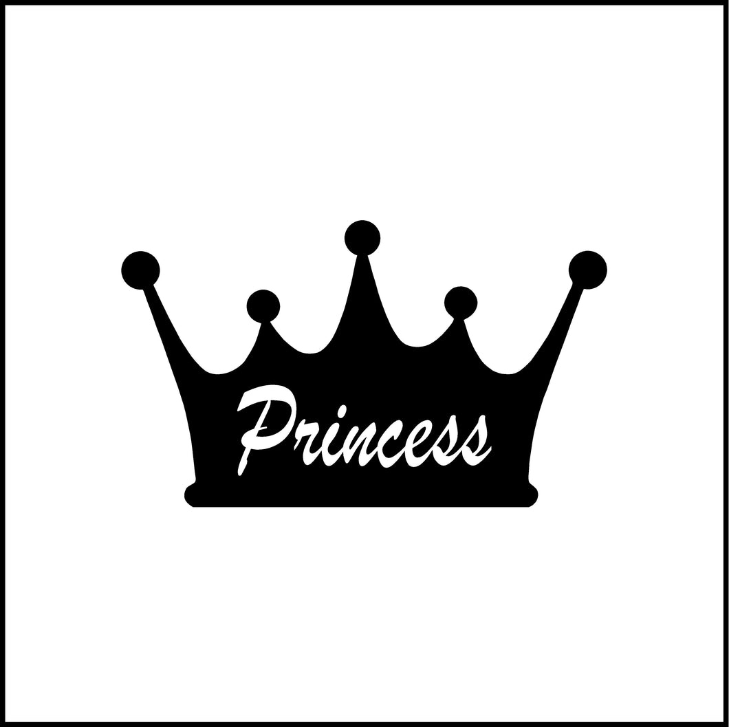 Crown With Princess Writing Vinyl Decal