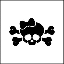Load image into Gallery viewer, Skull With Bow Cross And Bones Vinyl Decal
