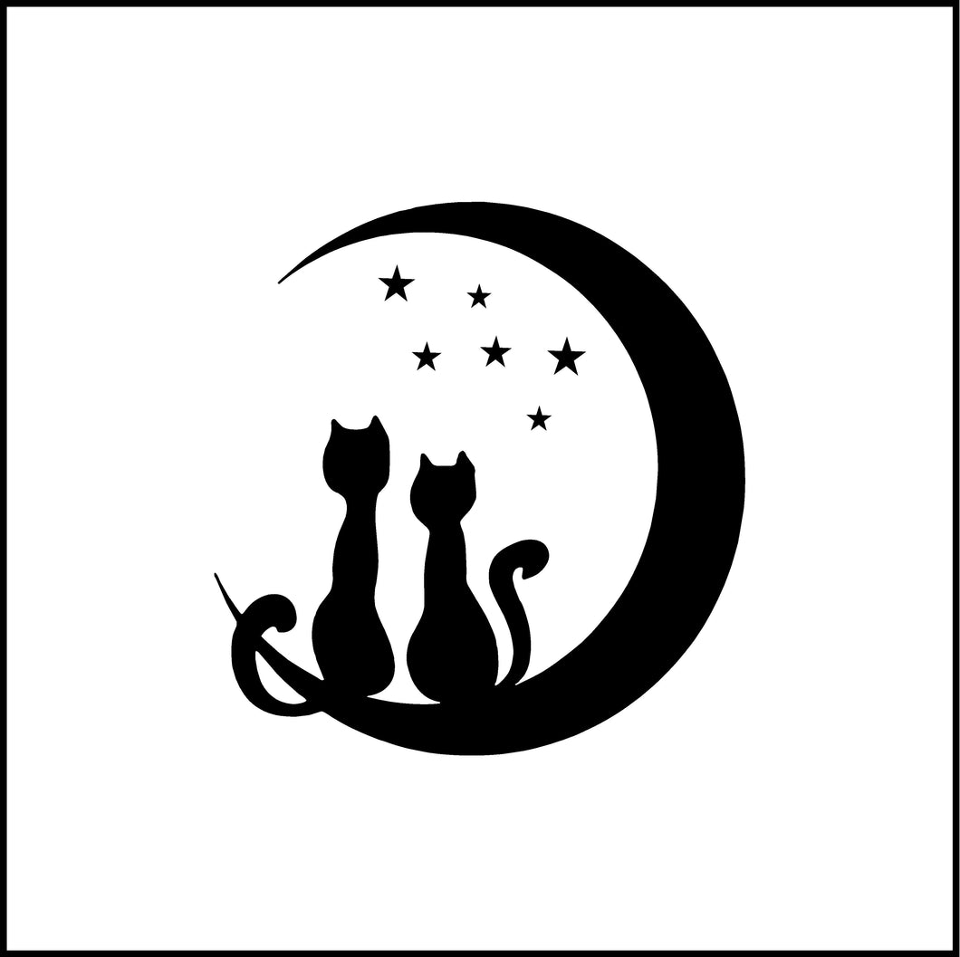 Cats And Crescent Moon Vinyl Decal