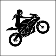 Load image into Gallery viewer, Girl Sports Bike/Motorcycle Rider Vinyl Decal
