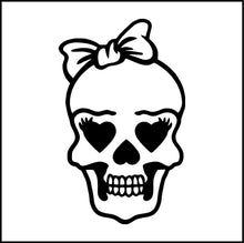 Load image into Gallery viewer, Girl Skull Face With Bow Vinyl Decal
