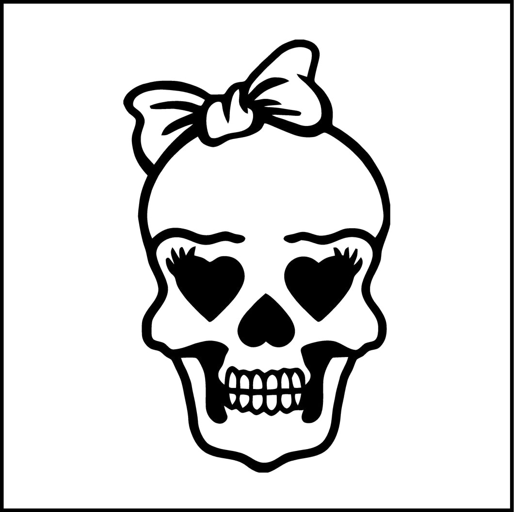 Girl Skull Face With Bow Vinyl Decal