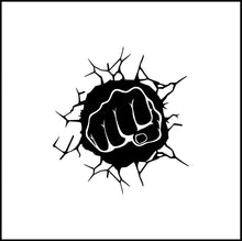 Load image into Gallery viewer, Fist Punching Smashing Through Wall Vinyl Decal
