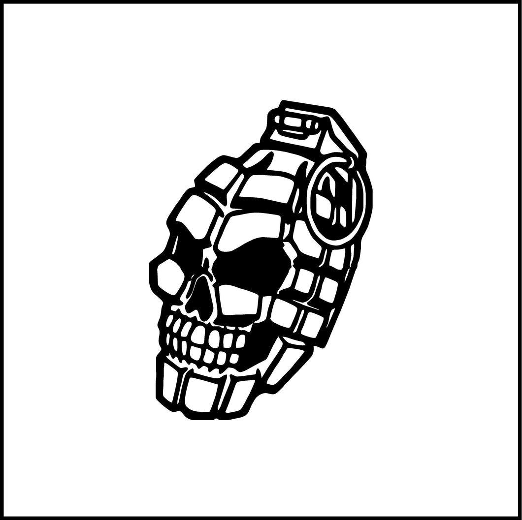 Skull Face Hand Grenade Vinyl Decal