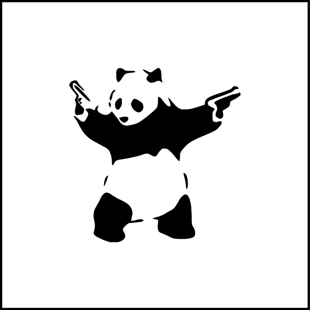 Panda Bear With Guns Vinyl Decal