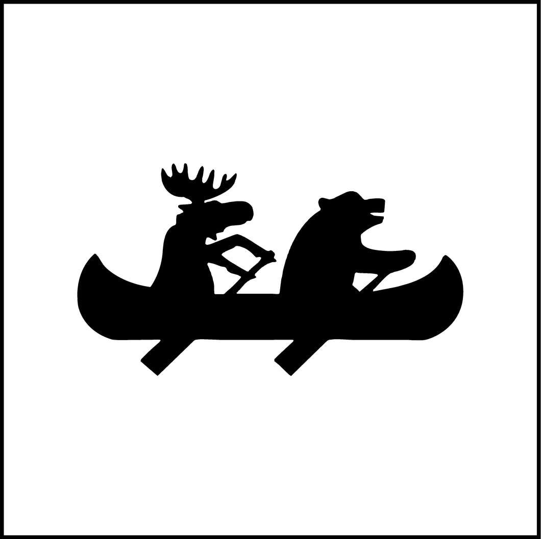 Moose And Bear Rowing Canoe Vinyl Decal