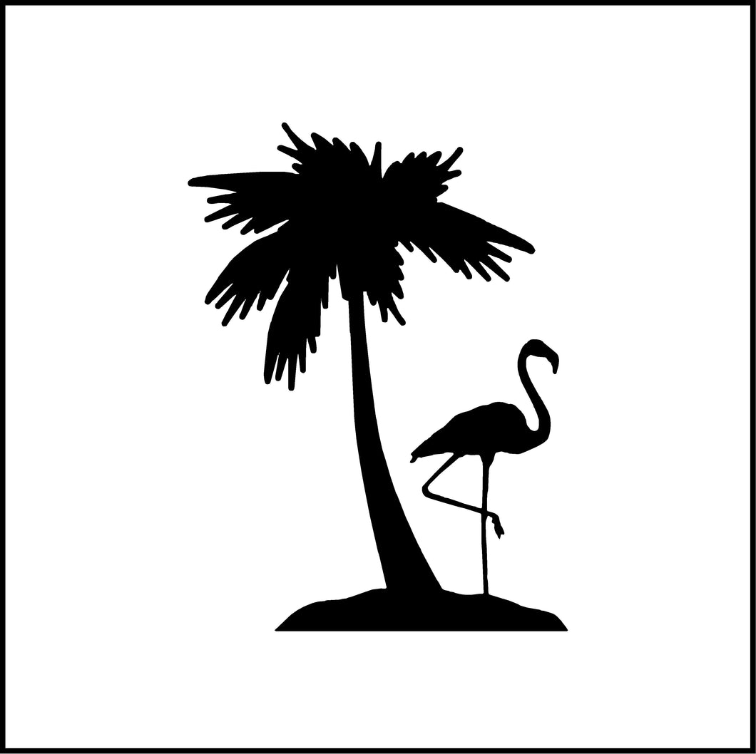 Flamingo And Palm Tree Vinyl Decal