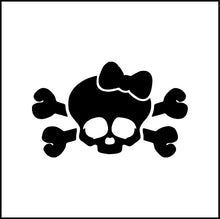 Load image into Gallery viewer, Skull With Bow Cross And Bones Vinyl Decal
