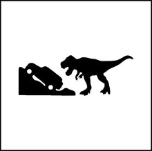 Load image into Gallery viewer, Tyrannosaurus Rex Dinosaur Chasing Car Vinyl Decal
