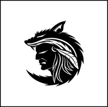 Load image into Gallery viewer, Native American Indian Face And Wolf Vinyl Decal

