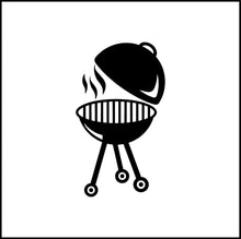 Load image into Gallery viewer, Charcoal BBQ Grill On Wheels Vinyl Decal
