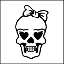 Load image into Gallery viewer, Girl Skull Face With Bow Vinyl Decal
