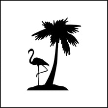 Load image into Gallery viewer, Flamingo And Palm Tree Vinyl Decal

