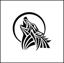 Load image into Gallery viewer, Howling Wolf And Moon Tribal Vinyl Decal
